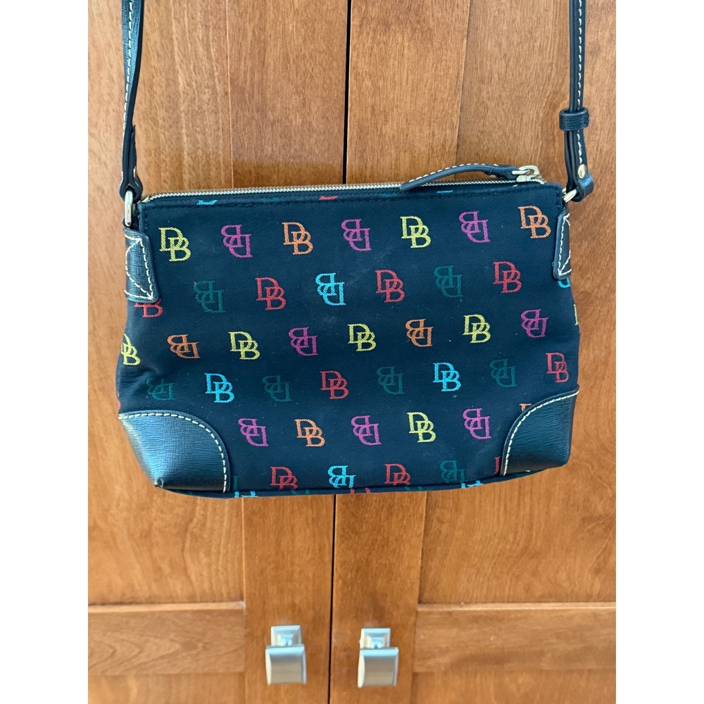 Dooney & Bourke DB75 Multi Crossbody Wristlet Bag - Black Rainbow Monogram
